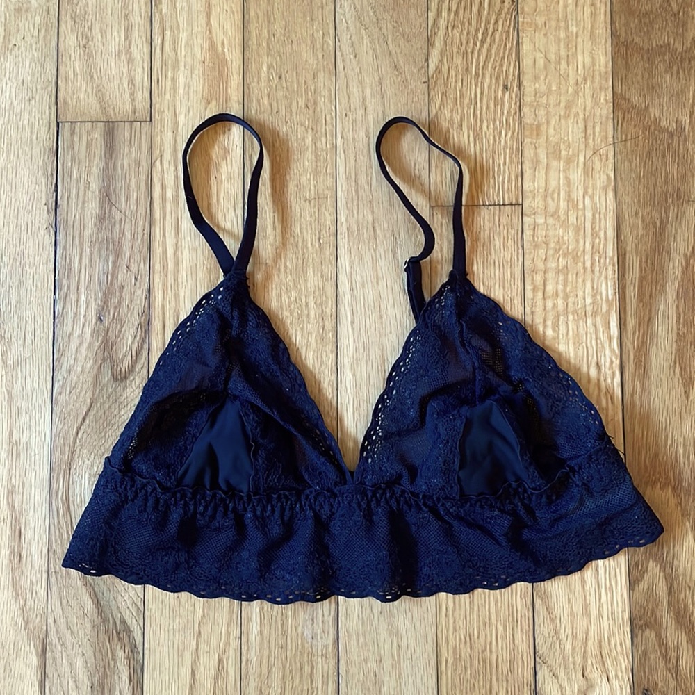 Natori Black Lace Bralette Sz Small